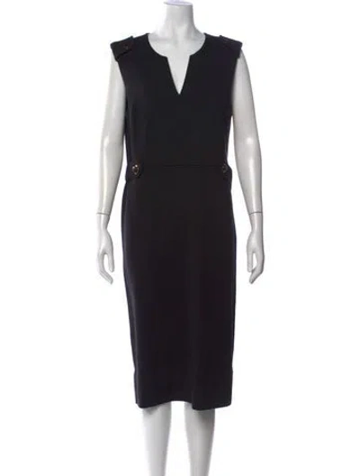 Pre-owned Tory Burch V-neck Knee-length Dress In Black