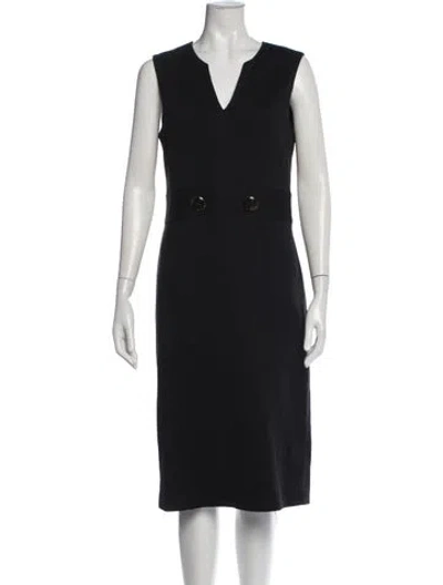 Pre-owned Tory Burch V-neck Knee-length Dress In Black