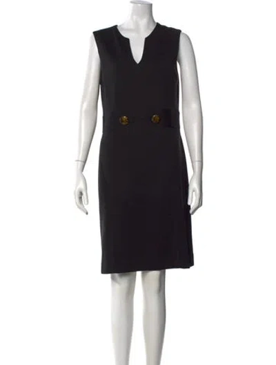 Pre-owned Tory Burch V-neck Knee-length Dress In Black