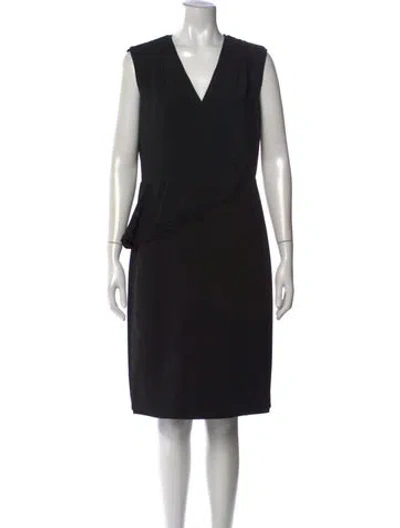 Pre-owned Tory Burch V-neck Knee-length Dress In Black
