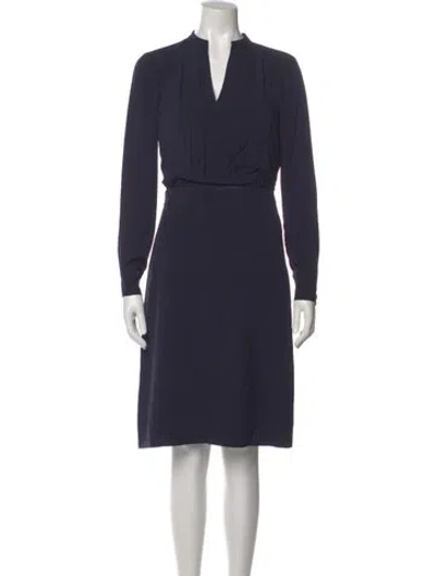 Pre-owned Tory Burch V-neck Knee-length Dress In Blue