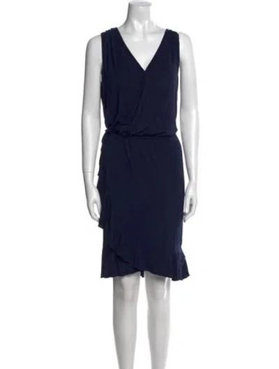 Pre-owned Tory Burch V-neck Knee-length Dress In Blue