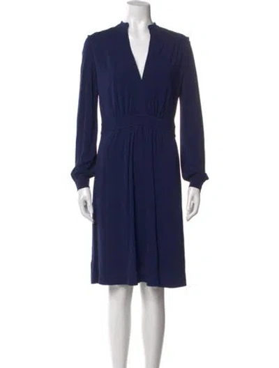 Pre-owned Tory Burch V-neck Knee-length Dress In Blue