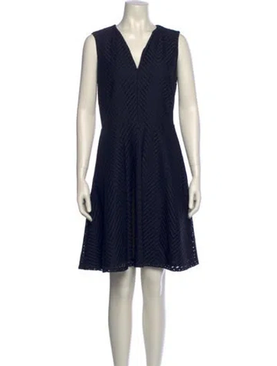 Pre-owned Tory Burch V-neck Knee-length Dress In Blue