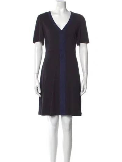 Pre-owned Tory Burch V-neck Knee-length Dress In Blue