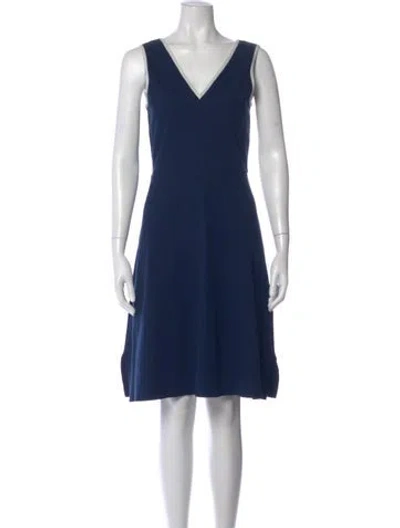 Pre-owned Tory Burch V-neck Knee-length Dress In Blue