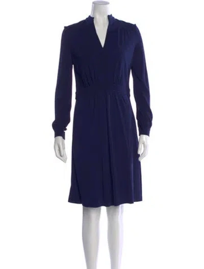 Pre-owned Tory Burch V-neck Knee-length Dress In Blue
