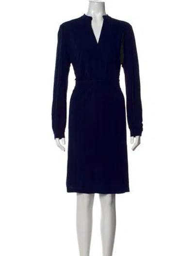 Pre-owned Tory Burch V-neck Knee-length Dress In Blue