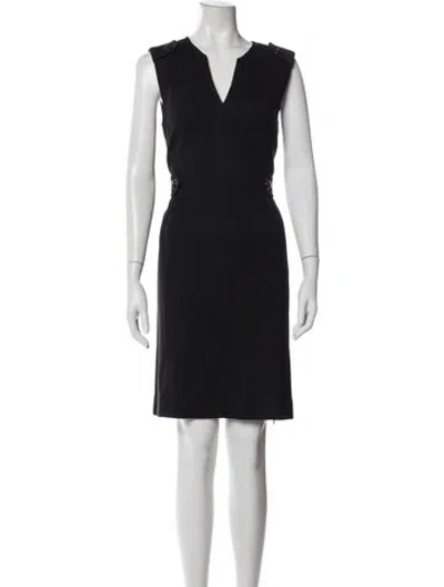 Pre-owned Tory Burch V-neck Knee-length Dress In Gray