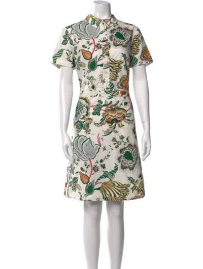 Pre-owned Tory Burch V-neck Knee-length Dress In Neutral
