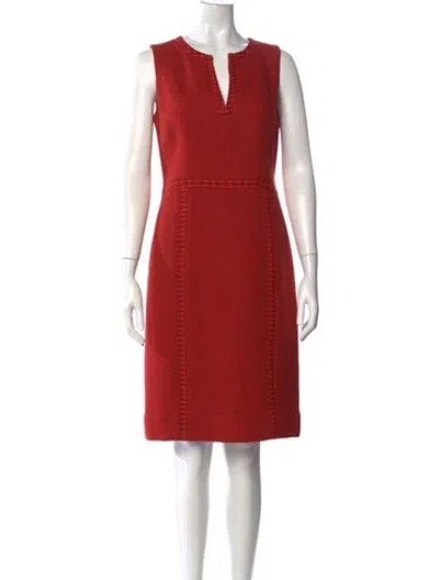 Pre-owned Tory Burch V-neck Knee-length Dress In Orange