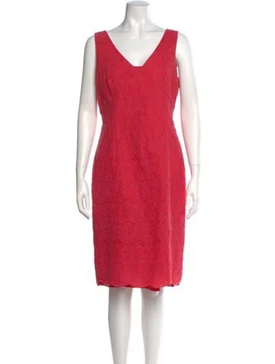 Pre-owned Tory Burch V-neck Knee-length Dress In Red