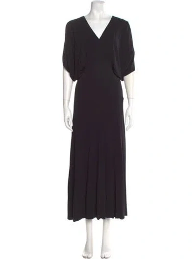 Pre-owned Tory Burch V-neck Long Dress In Black