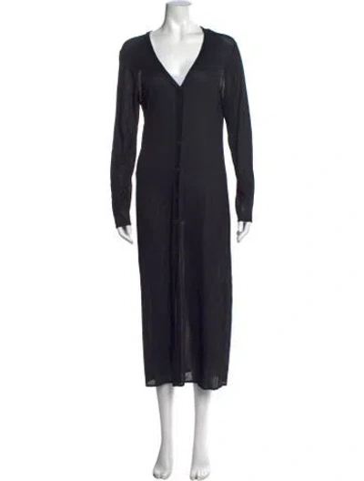 Pre-owned Tory Burch V-neck Long Dress In Black