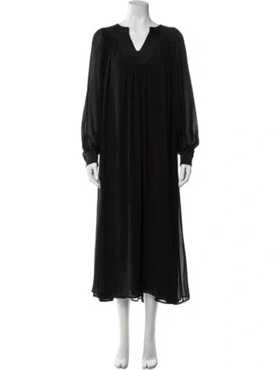 Pre-owned Tory Burch V-neck Long Dress In Black