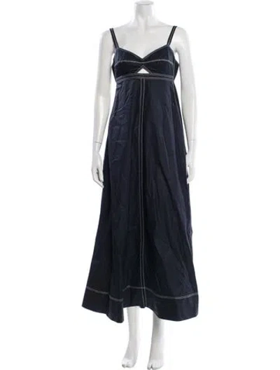 Pre-owned Tory Burch V-neck Long Dress In Blue