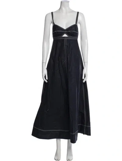 Pre-owned Tory Burch V-neck Long Dress In Blue