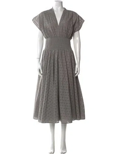 Pre-owned Tory Burch V-neck Long Dress In Gray