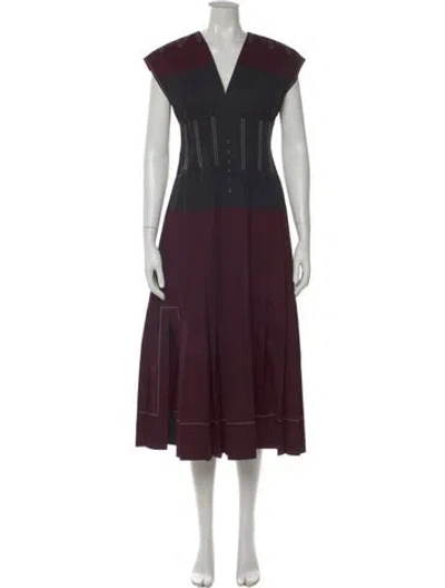 Pre-owned Tory Burch V-neck Long Dress In Multi