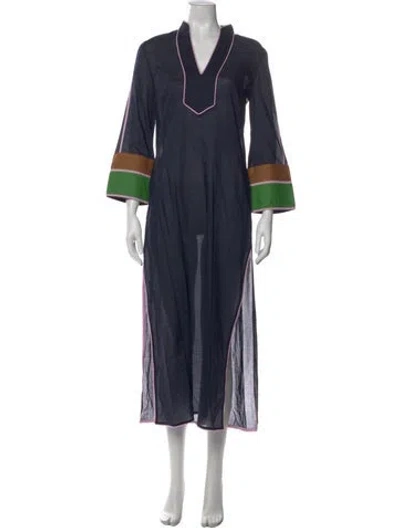 Pre-owned Tory Burch V-neck Long Dress In Multi