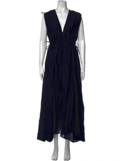 Pre-owned Tory Burch V-neck Long Dress In Multi