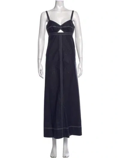 Pre-owned Tory Burch V-neck Long Dress W/ Tags In Blue