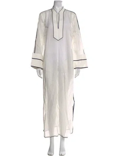 Pre-owned Tory Burch V-neck Long Dress W/ Tags In White