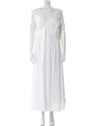 Pre-owned Tory Burch V-neck Long Dress In White