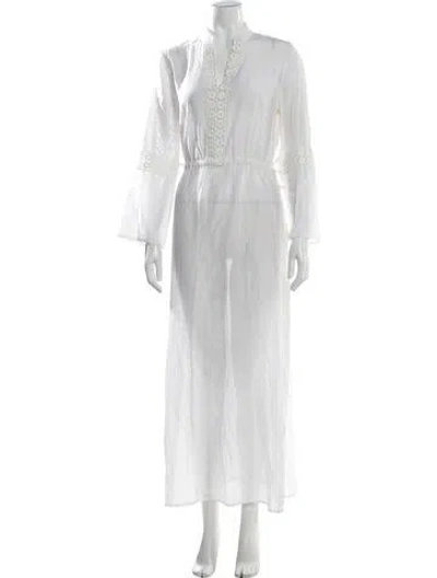 Pre-owned Tory Burch V-neck Long Dress In White