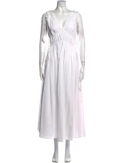 Pre-owned Tory Burch V-neck Long Dress In White