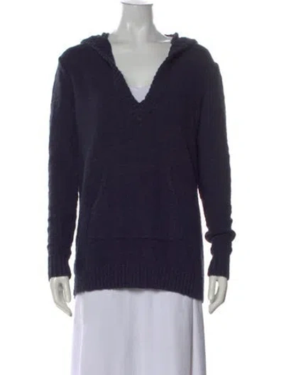 Pre-owned Tory Burch V-neck Long Sleeve Sweatshirt In Blue