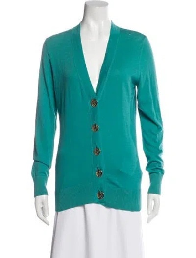 Pre-owned Tory Burch V-neck Long Sleeve Top In Multi