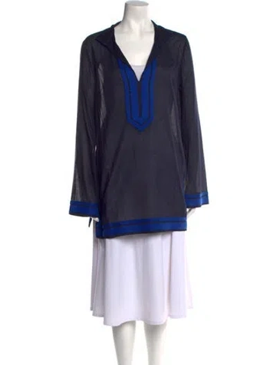 Pre-owned Tory Burch V-neck Long Sleeve Tunic In Multi