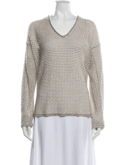 Pre-owned Tory Burch V-neck Long Sleeve Tunic In White