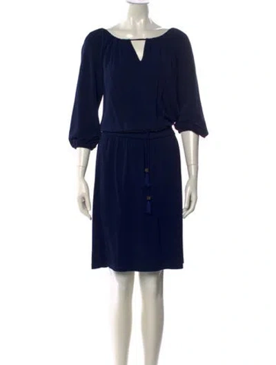 Pre-owned Tory Burch V-neck Midi Length Dress In Blue