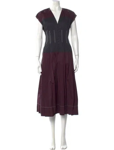 Pre-owned Tory Burch V-neck Midi Length Dress In Purple