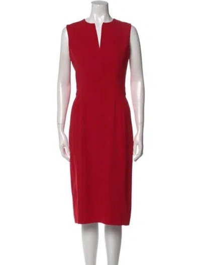 Pre-owned Tory Burch V-neck Midi Length Dress In Red