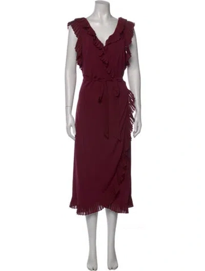 Pre-owned Tory Burch V-neck Midi Length Dress In Red