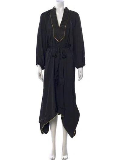 Pre-owned Tory Burch V-neck Midi Length Dress W/ Tags In Black