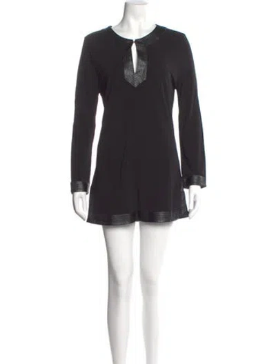 Pre-owned Tory Burch V-neck Mini Dress In Black