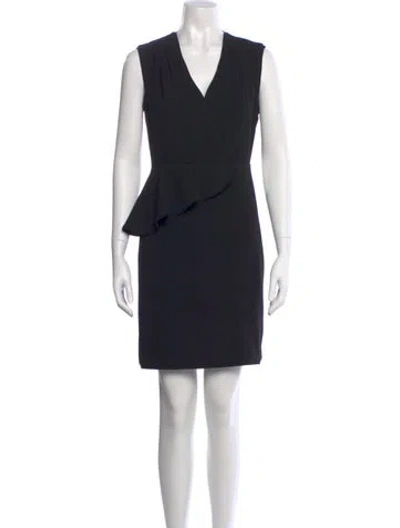 Pre-owned Tory Burch V-neck Mini Dress In Black