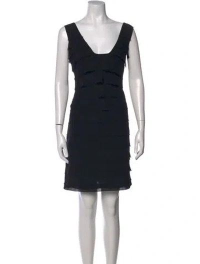 Pre-owned Tory Burch V-neck Mini Dress In Black