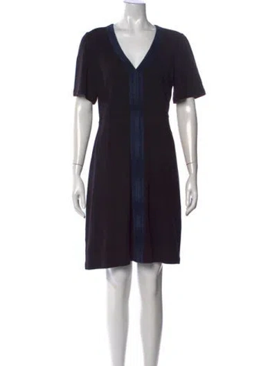 Pre-owned Tory Burch V-neck Mini Dress In Blue