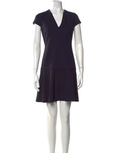 Pre-owned Tory Burch V-neck Mini Dress In Blue