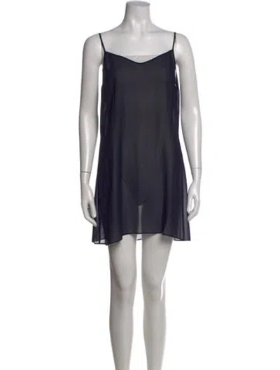 Pre-owned Tory Burch V-neck Mini Dress In Blue