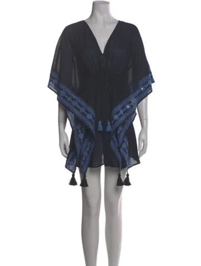 Pre-owned Tory Burch V-neck Mini Dress In Gray