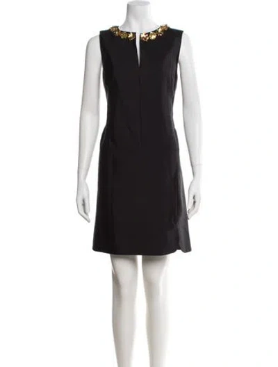 Pre-owned Tory Burch V-neck Mini Dress In Gray