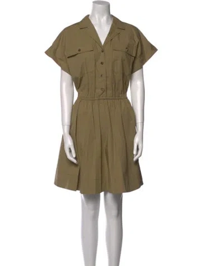 Pre-owned Tory Burch V-neck Mini Dress In Green