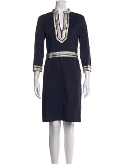 Pre-owned Tory Burch V-neck Mini Dress In Multi