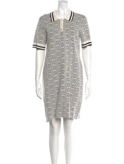 Pre-owned Tory Burch V-neck Mini Dress In Neutral
